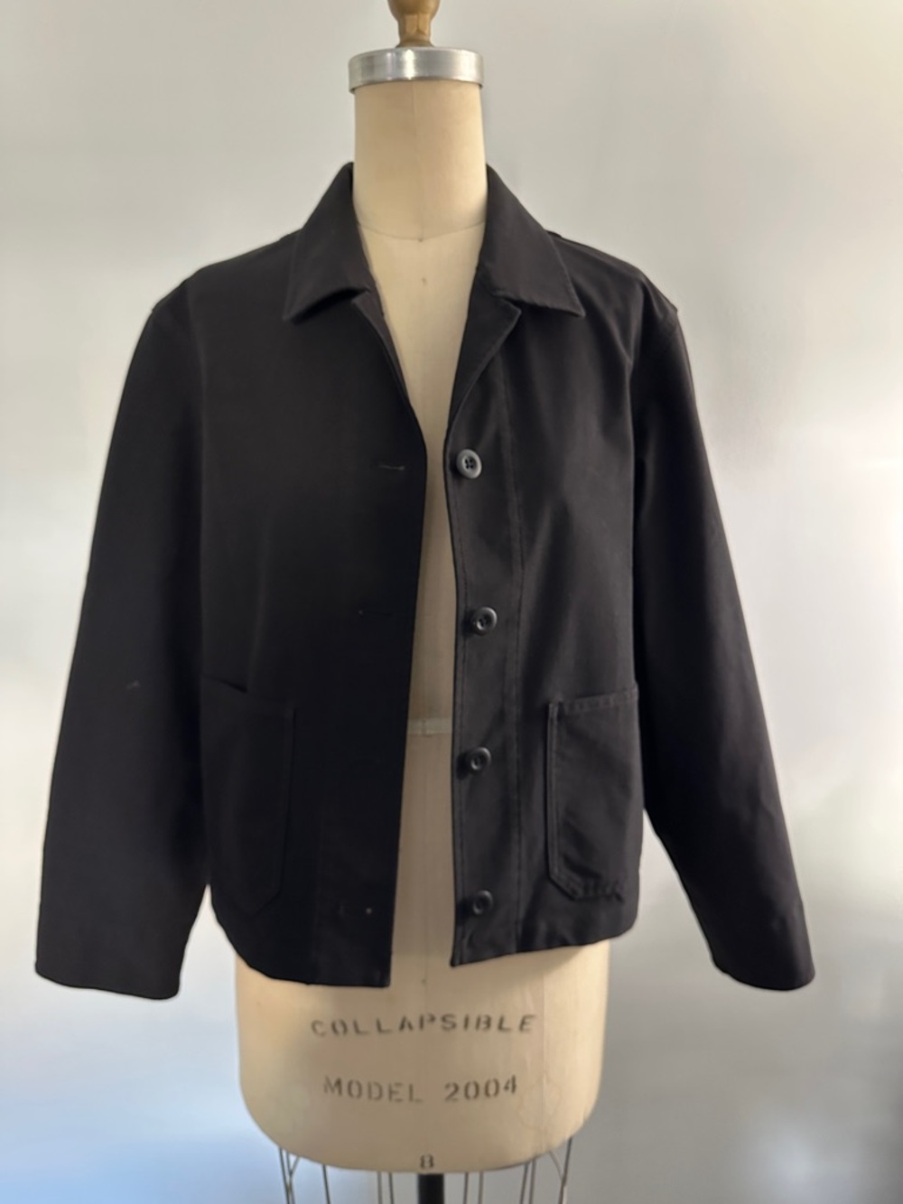 Uniqlo Black Lightweight Cropped Button-Up Shirt Jacket